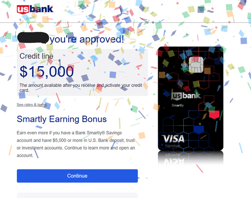 US Bank Smartly approval confet